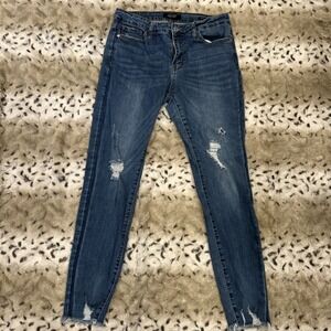 Judy Blue Jeans Women's 11/30 Skinny Fit Stretch Denim Distressed Frayed 30x27